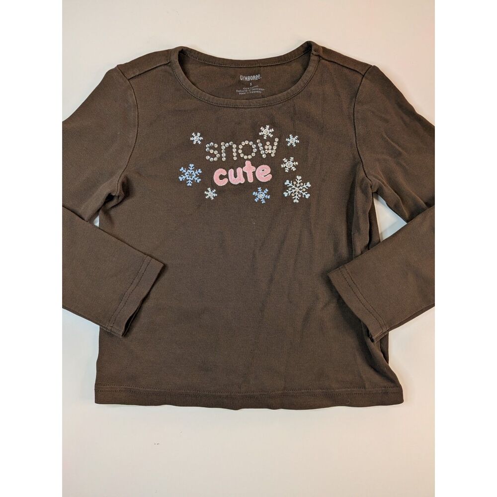 Gymboree Girls Size 5 Brown Snow Cute Snowflake Long Sleeve Shirt